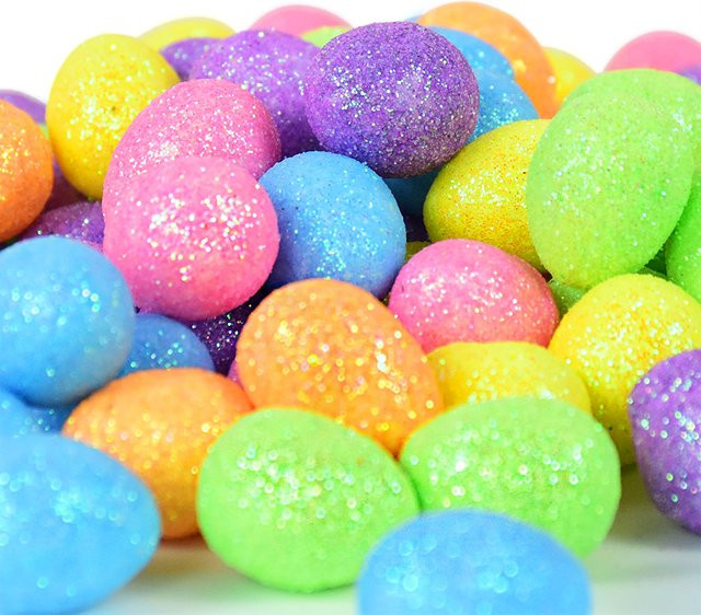 80 Stück ZQCXLD Oster-Mini-Glitzer-Eier aus buntem Schaumstoff für DIY-Handwerk und Party-Dekoration, Multicolor - Bild 1