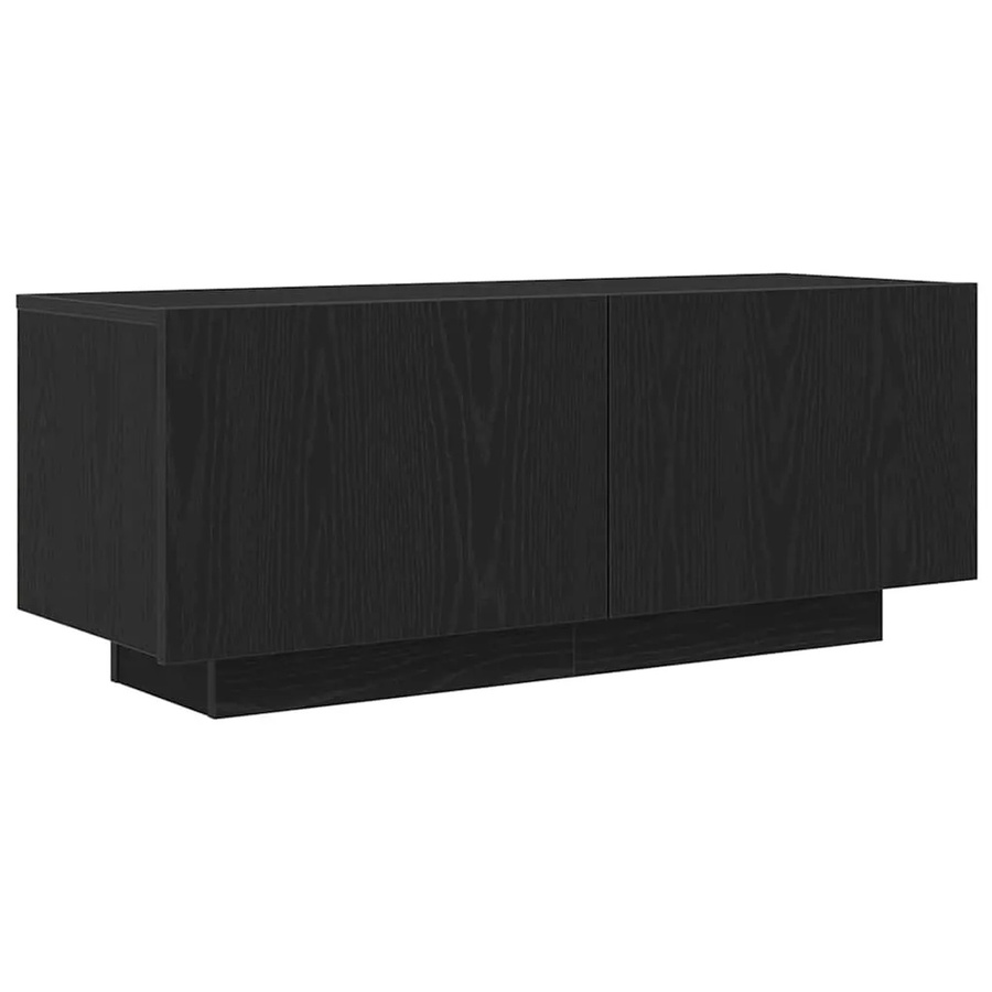 vidaXL TV-Schrank modern in Schwarz und Eiche aus Holzwerkstoff mit Medienfächern, B/T/H: 100 x 35 x 40 cm - Bild 2