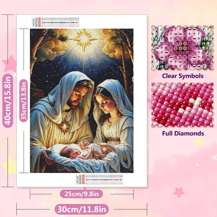EverShine DIY Diamantmalerei Jesus Christentum 5D Vollbohr-Mosaik Jungfrau Maria Moderne Heimdekoration Multicolour B: 30,0 cm, H: 20,0 cm, T: 20,0 cm - Bild 2