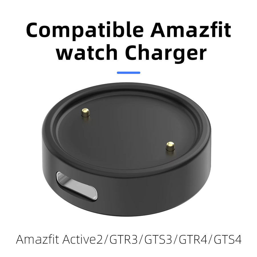 USB Smartwatch Ladegerät mit Trageband für Amazfit Active 2, GTR3, GTS3, GTR4, GTS4 in Schwarz - Bild 2