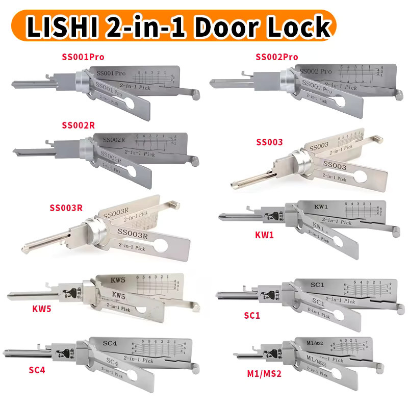 Lishi 2 in 1 Schlosserwerkzeug für Haustür-Zylinderschlösser in Silber - Bild 1