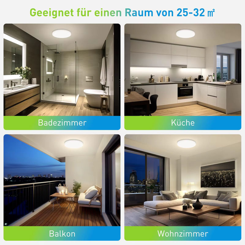 IRALAN Runde ultradünne LED-Deckenleuchte in Weiß für Wohnzimmer und Schlafzimmer, 18 W, Cool White - Bild 4