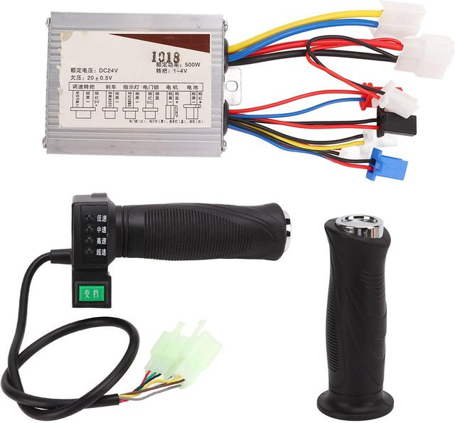 Igeteck E-Bike Motor Controller Kit mit gebürstetem Gasgriff Set, 24V 500W, 4 Geschwindigkeiten, Grau - Bild 1