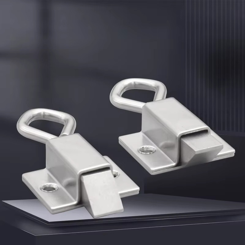 DK634 Edelstahl-Federschnalle mit Zugring-Verschluss in Silber als industrieller selbstverriegelnder Falltür-Verschluss aus Kohlenstoffstahl - Bild 2