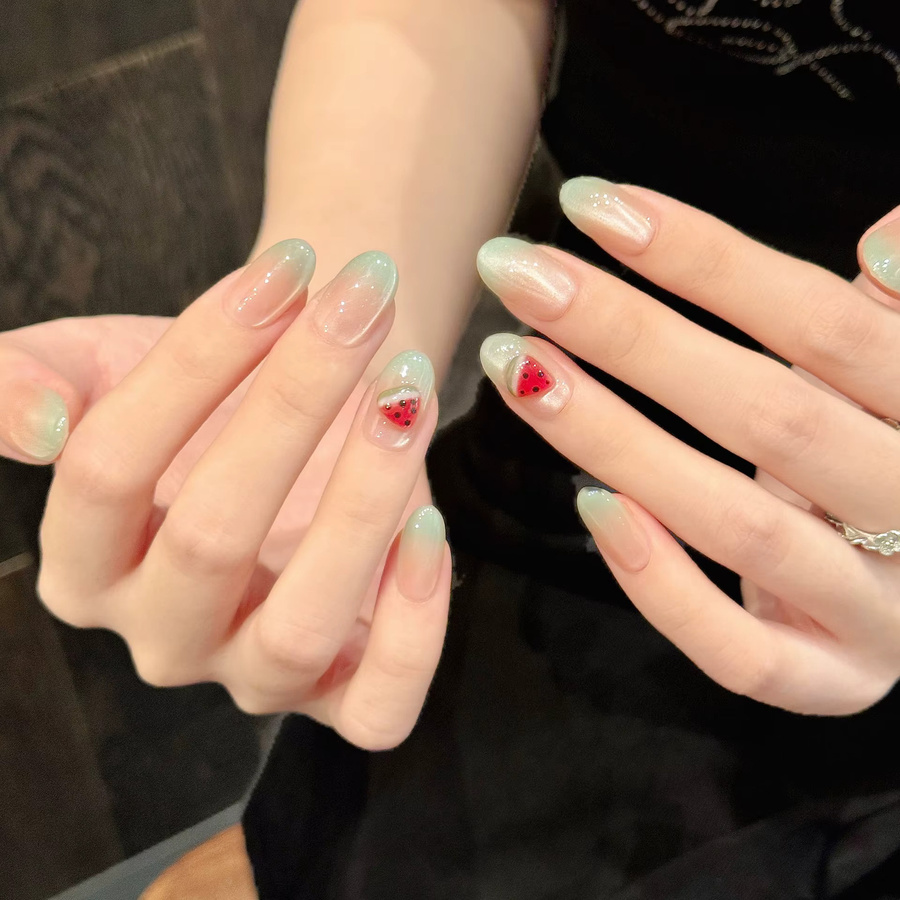 YADORNOS Künstliche Nägel zum Aufdrücken, Wassermelonen-Design, Damen - Bild 3