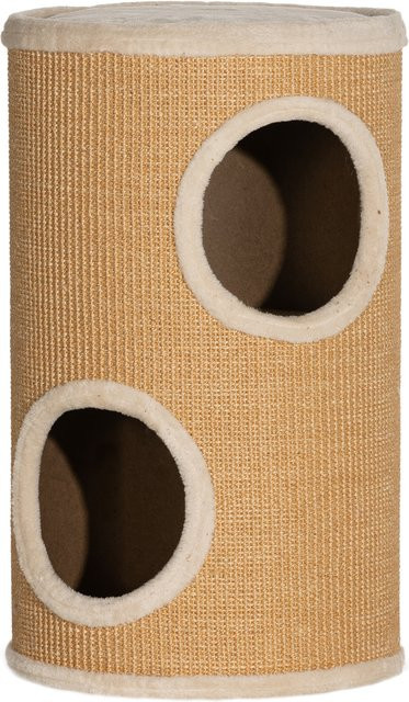PawHut Kratztonne aus Sisal und Plüsch mit 2 Höhlen in Braun, Höhe: 60 cm - Bild 1