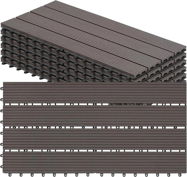 WOLTU WPC Terrassendielen Holz-Optik Farbe Coffee B/H: 30 x 60 cm, 6 Stück pro 1 m² - Bild 1