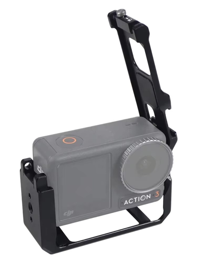 DJI OSMO Action 5 Pro 4 3 Kamerakäfig in Schwarz mit Arri Schnellwechselhalterung und 1/4 Zoll Anschluss für Vlog und Videoaufnahmen - Bild 4