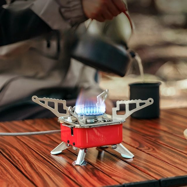 PDQ Tragbarer Mini-Gasbrenner in Rot für Camping und Outdoor-Aktivitäten - Bild 1