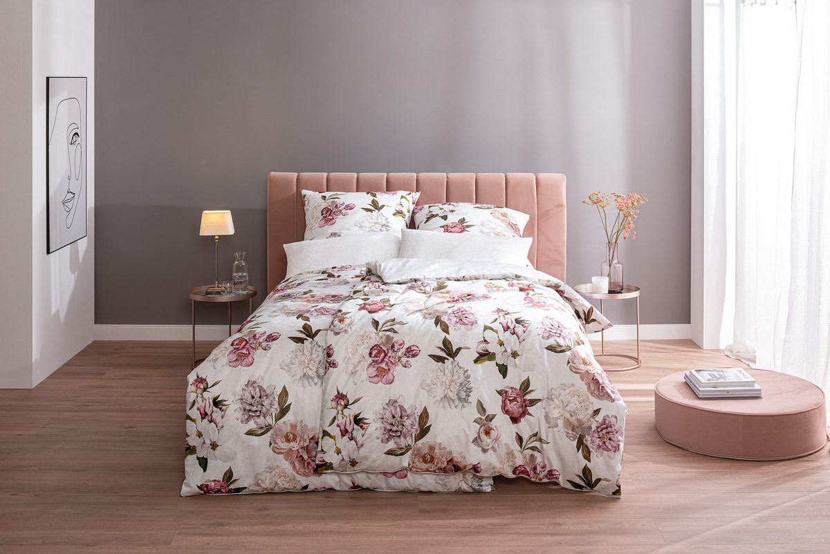 Estella Schweizer Premium Mako-Satin Bettwäsche Philomena Maulbeer mit Bettbezug und Kissenbezug, B/H: 135 x 200 cm und 80 x 80 cm - Bild 1