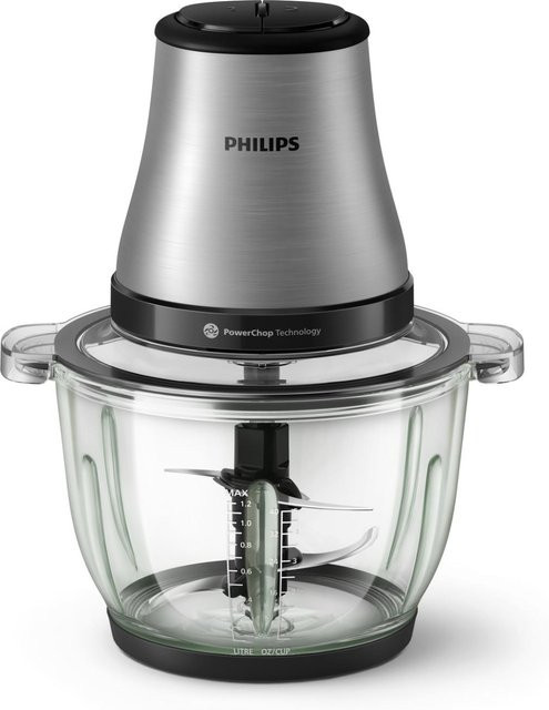 Philips 3000 Series Zerkleinerer HR1503/00 in Silber mit 2 Liter Glasschüssel, 500 Watt und Edelstahlklingen - Bild 1