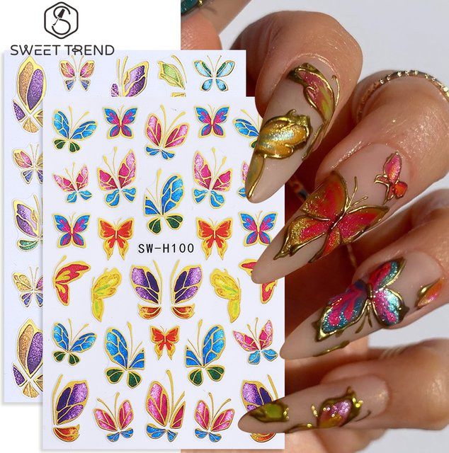 SWEET TREND Nagelsticker, Schmetterlinge, Bronzefarben, Metallic, 2 Stück - Bild 1