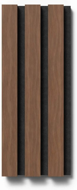 Denpanels Akustikpaneel Muster Walnuss Unbehandelt mit MDF und schwarzem Filz, Breite: 29,5 cm, Höhe: 15 cm - Bild 1