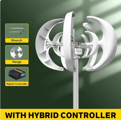 SMARAAD Vertikale Windturbine 5000W mit Laderegler in Weiß, 12V/24V/48V und 220V, geräuscharm für den Haushalt - Bild 7