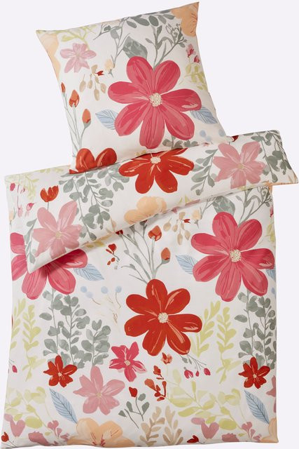 Heine Home Bettwäsche aus Mako-Satin mit floralem Blütenmuster in Multicolour, 100% Baumwolle, mit Reißverschluss - Bild 1