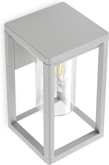 Lindby Wandleuchte Estami Außenleuchte aus Aluminium in Alu-grau, 1-flammig, E27, IP44, Höhe: 27,0 cm, Breite: 16,5 cm, Tiefe: 15,0 cm - Bild 1