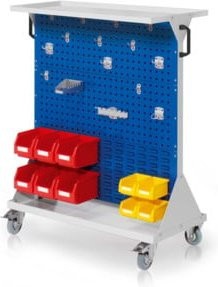 Kappes RasterMobil Rollbarer Rollcontainer Gr. 3 in Grau und Blau mit 4 Loch- und 2 Schlitzplatten, abschließbar, Höhe: 127 cm - Bild 1