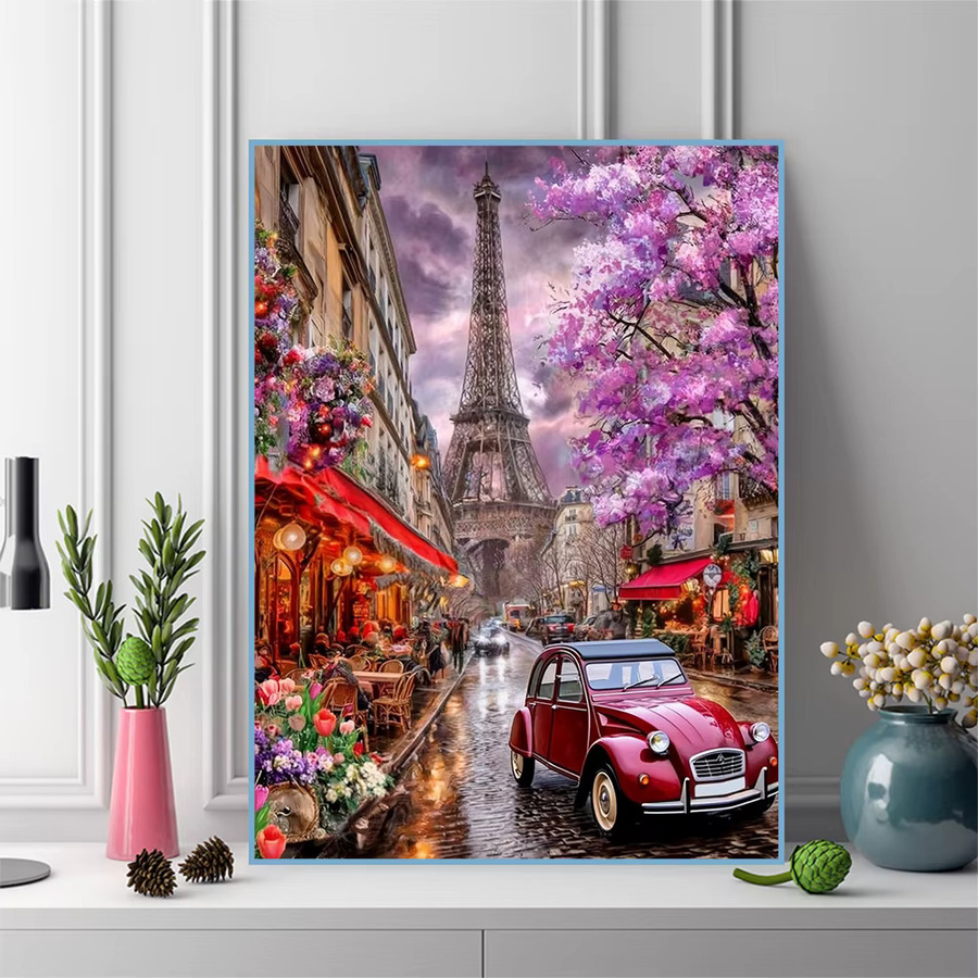 Evershine 5D DIY Diamant-Stickerei Straßenlandschaft Mosaik-Bastelset mit Turm und Häusern, Multicolor, B/H: 30 x 30 cm - Bild 3