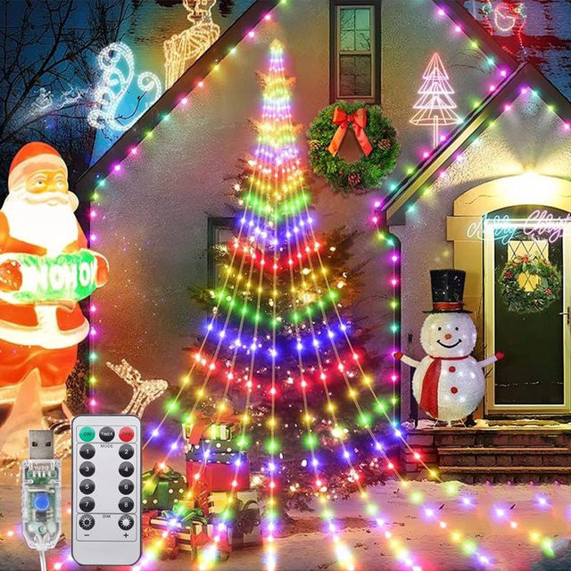 Peach Forest LED Wasserfall Lichterkette mit 180 LEDs, RGB Multicolour, USB-Anschluss, Eiszapfen-Design für Weihnachtsdekoration und Outdoor-Einsatz - Bild 1