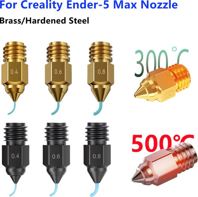 Creality Ender-5 Max High Speed Hotend Düse aus Messing und gehärtetem Stahl in Gold, Durchmesser: 0,2 mm, 0,4 mm, 0,6 mm, 0,8 mm - Bild 1