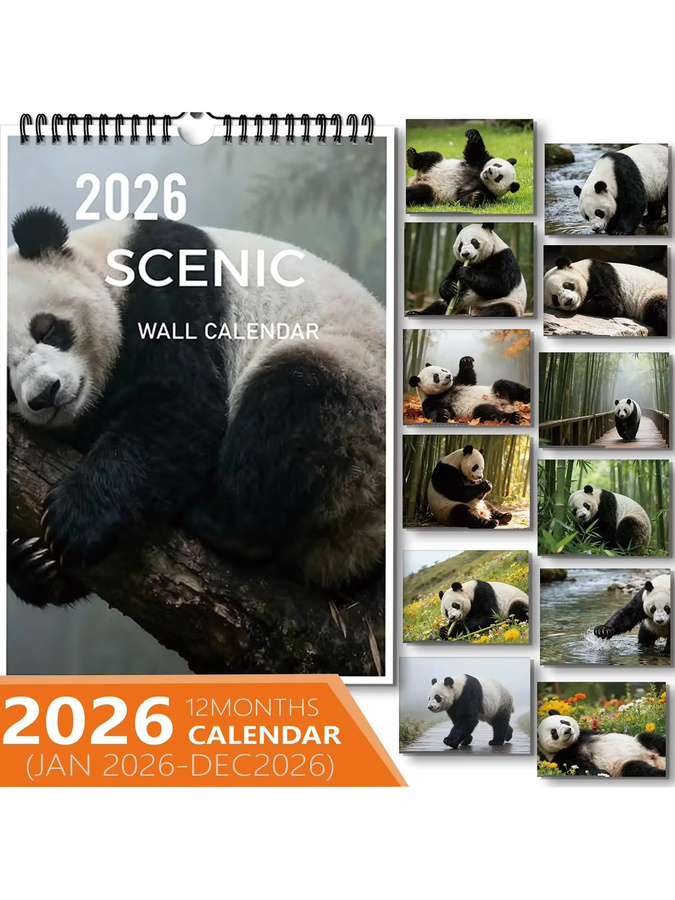 Bambus-Wald-Panda-Kalender in Multicolour aus Holz und Papier für deine Heimdekoration - Bild 7