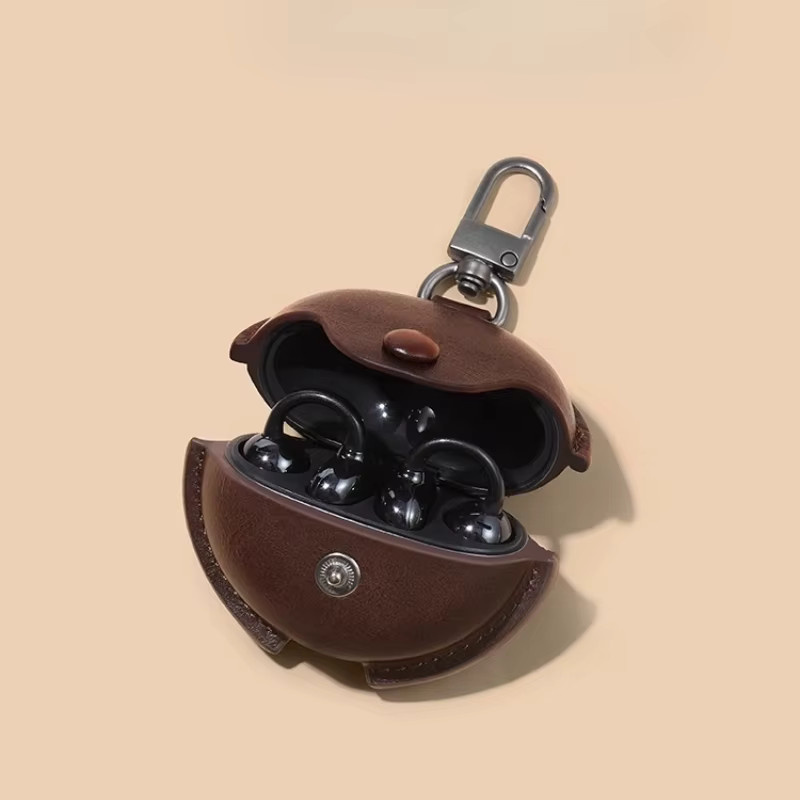 Leder-Schutzhülle für Huawei Freebuds Pro 2, Pro 3, Freebuds 4i und Freebuds Clip 5i SE in Braun - Bild 2