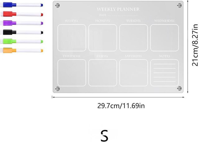 Magnetischer Acryl-Tafelplaner von NATAWA als transparenter Kühlschrankmagnet-Aufkleber für Kalender und Zeitplaner - Bild 1