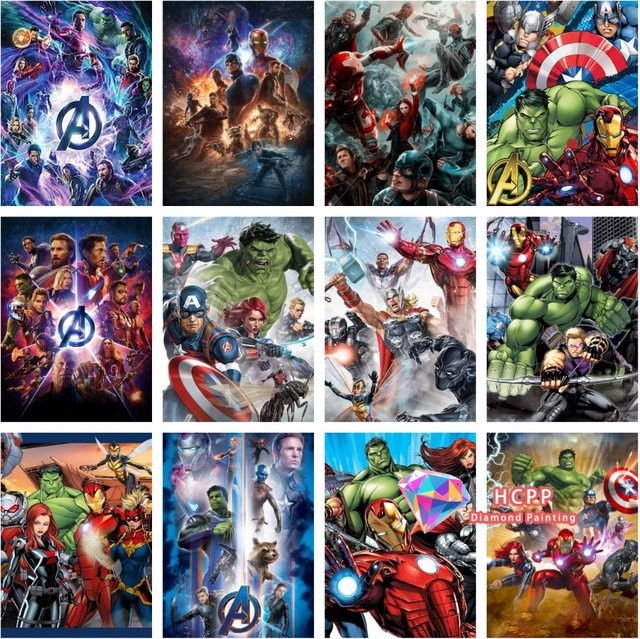 Kayou Marvel Avengers Iron Man Hulk Captain America, Diamant-Malset, rund, 1-teiliges Set - Bild 1