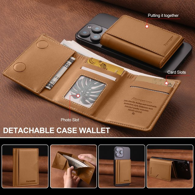Luxuriöse Retro-Lederhülle als Brieftasche und Karten-Business-Handyhülle für Samsung und iPhone 17 in Braun - Bild 1