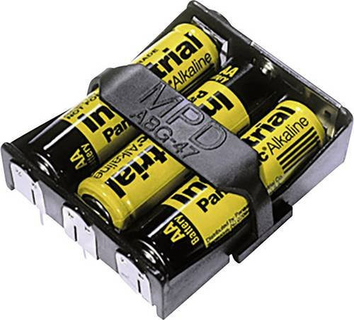 MPD Batteriehalter für 3x Mignon AA mit Lötanschluss, Schwarz, B/T/H: 48 x 58 x 16 mm - Bild 1