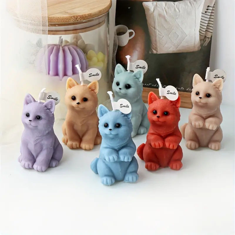 3D Mini Kätzchen Silikon Kerzenform für duftende Kerzen und Polymer Clay, mehrfarbig - Bild 1