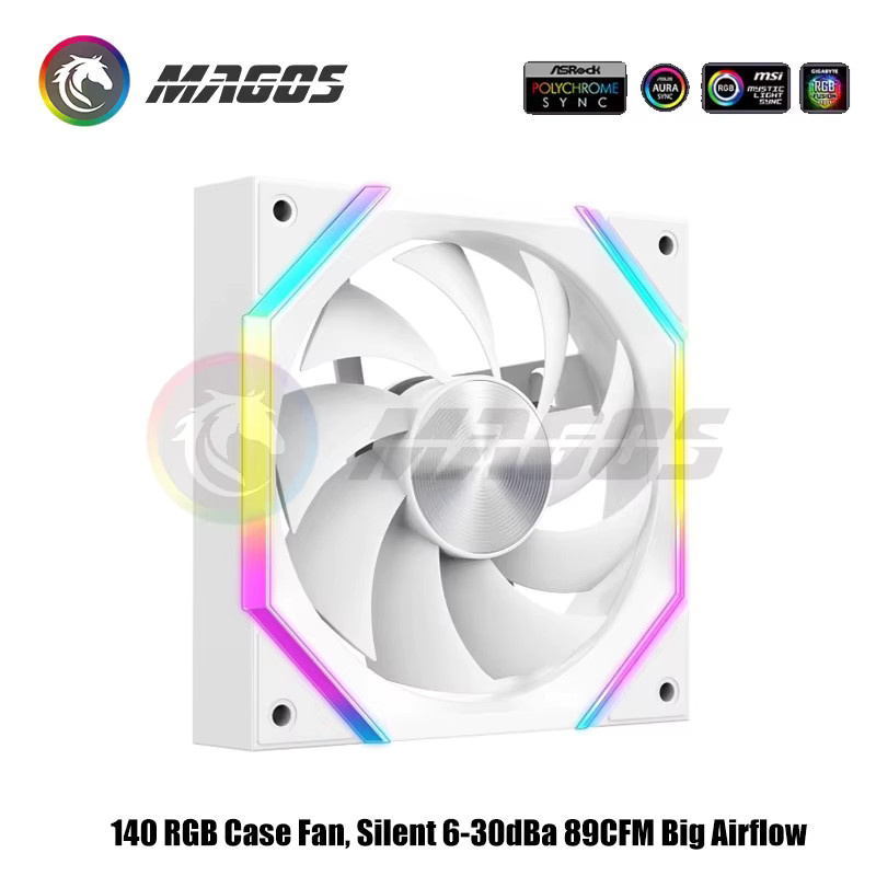 BARROW 140mm ARGB Gehäuselüfter in Weiß mit hohem Luftstrom und Silent-Modus für 5V ARGB Sync - Bild 2