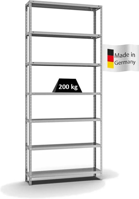 PROREGAL Fachbodenregal Medium-Duty mit 7 Ebenen, verzinkt, Farbe: Silber, H x B x T: 300 x 130 x 30 cm - Bild 1