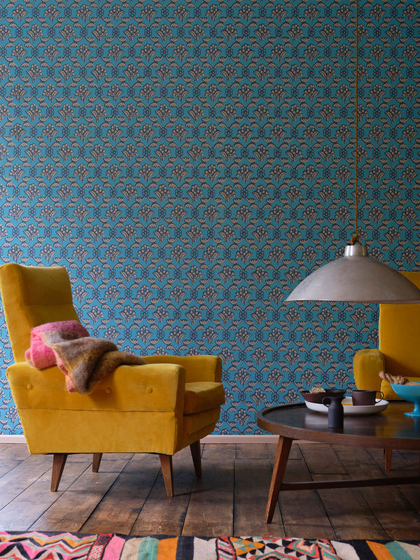 Farrow & Ball Tapete Mid-Century Floral in Blau - Bild 2