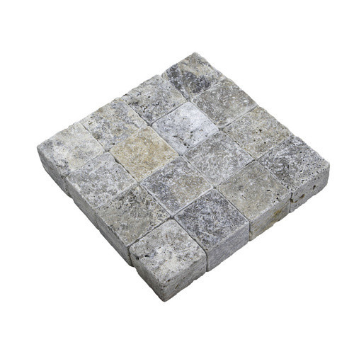 WOHNRAUSCH Pflastersteine Mudra Grey aus Travertin in Grau und Beige, B/T/H: 10 x 10 x 7 cm - Bild 2