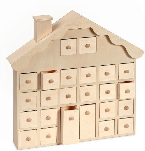 VBS Adventskalender Weihnachtshaus in Beige aus Holz und MDF für die Tischdekoration - Bild 1