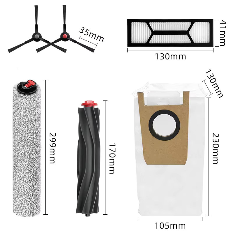 Fxaizl Zubehör-Set für Eufy Omni S1 Pro und Omni S1 mit Hauptwalze, Seitenbürste, HEPA-Filter, Mopp-Tuch und Staubbeuteln - Bild 2
