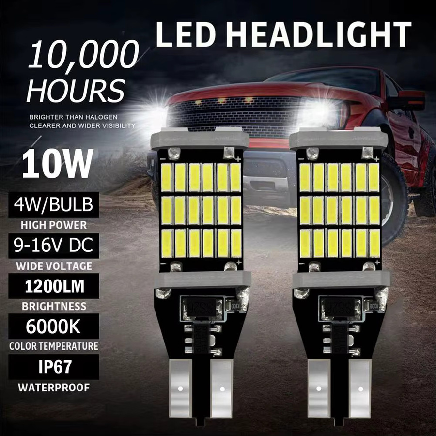 Hochleistungs LED Autolampen T15 W16W 921 912 T16 902 für Rückfahrlicht, 1200 Lumen, 6000 K Kaltweiß, 45 SMD 4014 Chips - Bild 3
