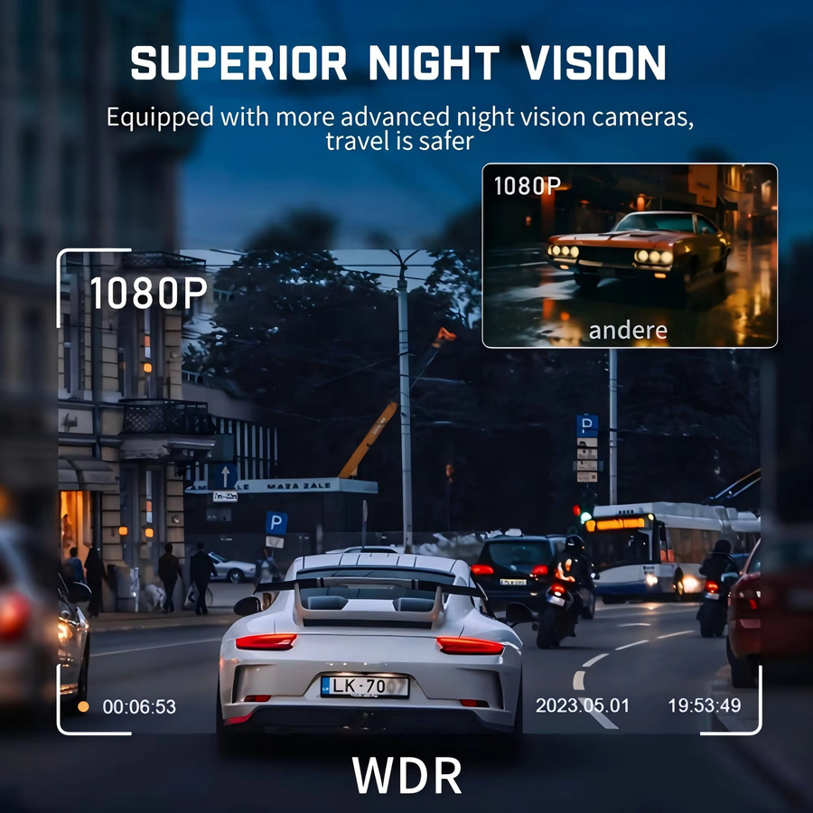GMAIPOP 4-Kanal Auto-Dashcam mit 4K-Auflösung, WiFi, GPS und 24 Stunden Parkmonitor in Schwarz - Bild 5