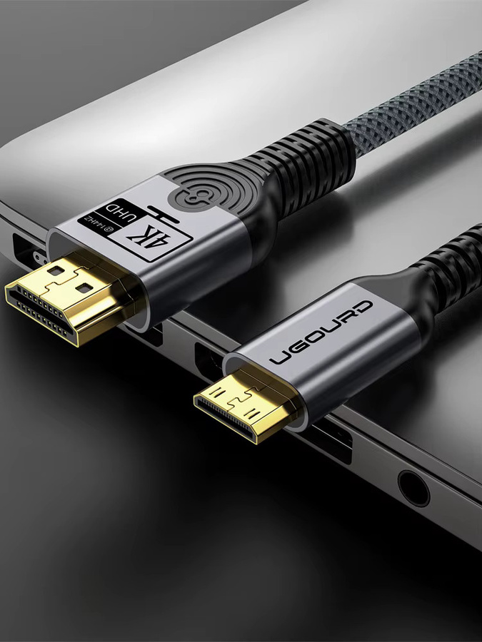UGOURD HDMI-zu-Mini-HDMI-Kabel in Schwarz, bidirektionales Micro/Mini-HDMI-zu-HDMI-Kabel mit 4K@60Hz und 2K@165Hz Unterstützung für Raspberry Pi Kamera und andere Geräte - Bild 1