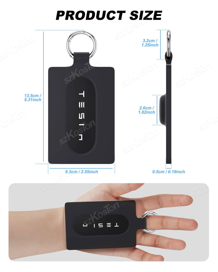 SZKOSTON Silikon Kartenhalterhülle für AirTag und Tesla Key Card in Pink und Black, kompatibel mit Tesla Model 3, Y, S und X - Bild 6