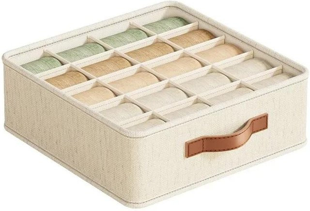 XYNN Organizer-Box für Unterwäsche und Socken, faltbar, weiß, B: 32,0 cm, T: 32,0 cm, H: 11,0 cm - Bild 1