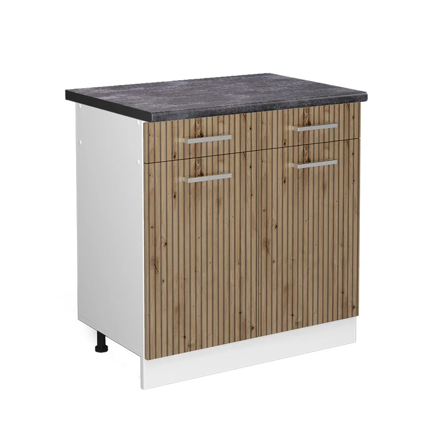 Vicco Küchenunterschrank R-Line Artisan-Eiche Weiß Anthrazit mit Türen und Schubladen B/T/H: 80 x 60 x 81,6 cm - Bild 2
