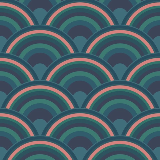 Envy Vliestapete Curve Surf in Blau Grün Pink mit abstraktem Naturdesign und FSC-Zertifizierung - Bild 1