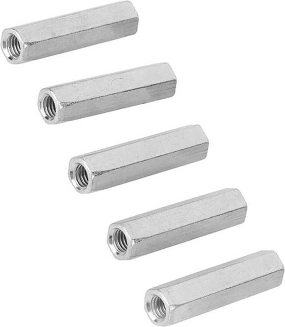 5 Stück Stangenmutter M8 x 50 mm, Sechskant-Hülsenmutter aus verzinktem Stahl in Silber - Bild 1