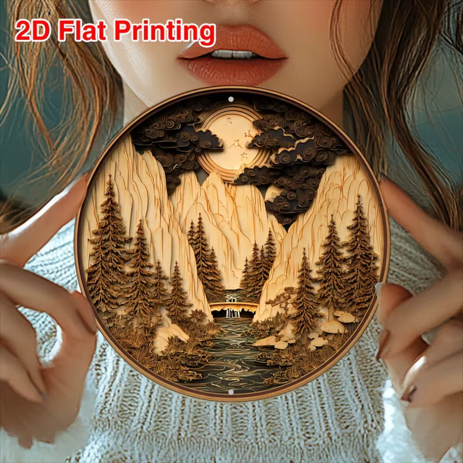 Bohemian Moonlight Scene Wanddekoration aus Metall von CIFBUY, rund, multicolor, Durchmesser: 20,3 cm - Bild 6
