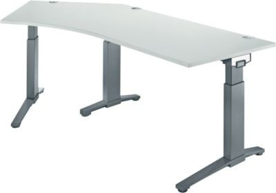 Schäfer Shop Genius Schreibtisch ERGOSTYLE S Eckschreibtisch mit 135 Grad Winkel, manuell höhenverstellbar, C-Fuß Gestell mit linkem Ansatz, melaminharzbeschichtet, Farbe: lichtgrau/anthrazit, B/T/H: 216,5 x 80 x 67,5-89,5 cm - Bild 1
