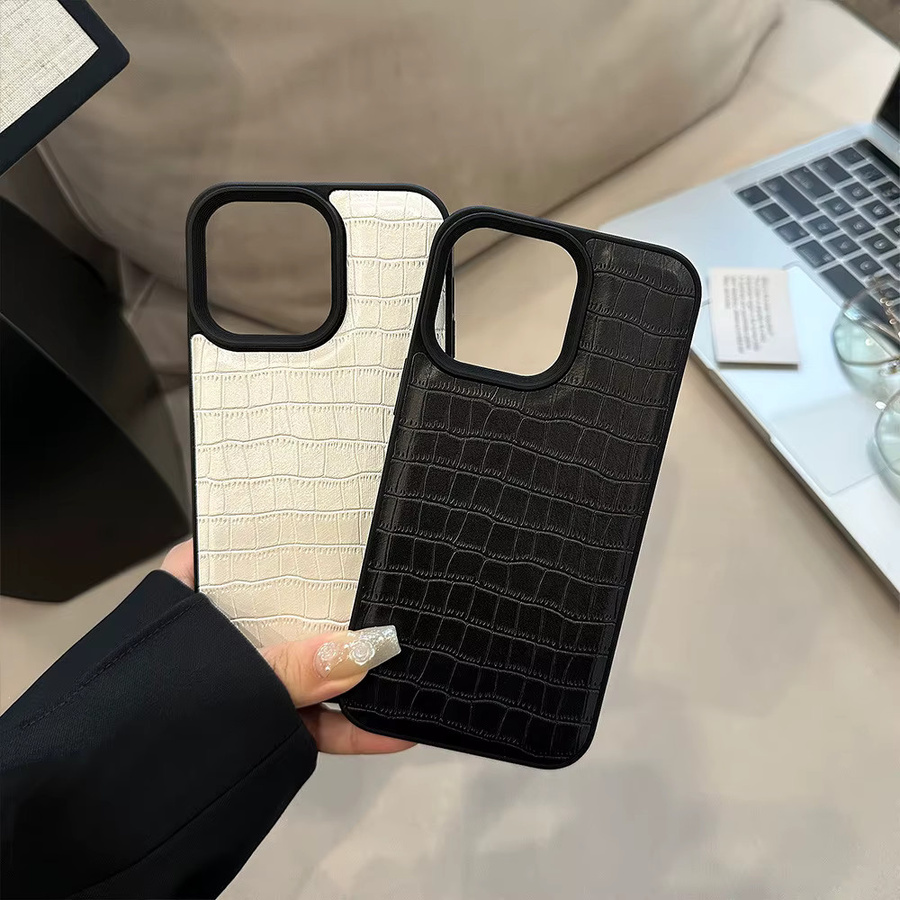 Stoßfeste Handyhülle aus Krokodilleder mit Textur für iPhone 17, 16, 15, 14, 13, 12, 11 Pro Max von MUQGEW - Bild 5