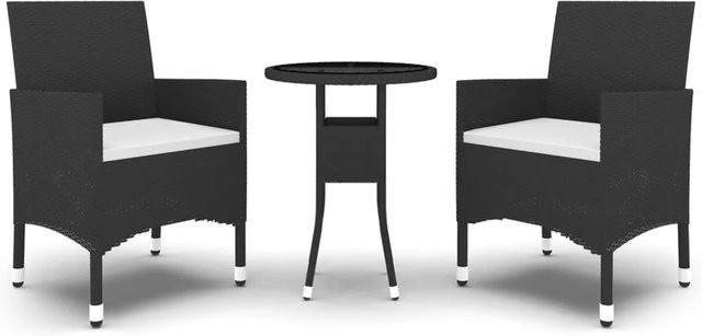 vidaXL 3-tlg Garten-Essgruppe aus Poly Rattan in Schwarz Modell 8 - Bild 1