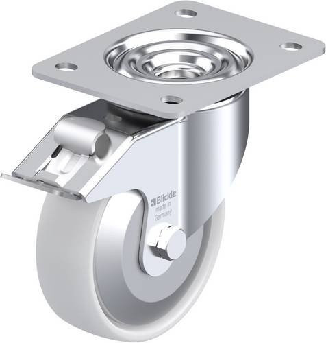 Blickle Lenkrolle LK-PO 125G-3-FI-FA mit Feststeller, Rad-Durchmesser: 12,5 cm, Tragfähigkeit: 300 kg, verzinkt, grau/weiß - Bild 1